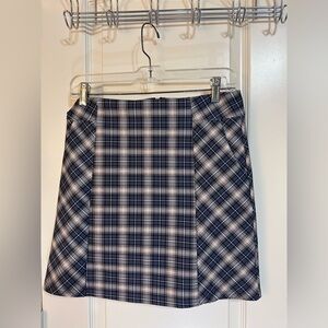 French Kyss Navy and White Plaid A-Line Skirt with shorts